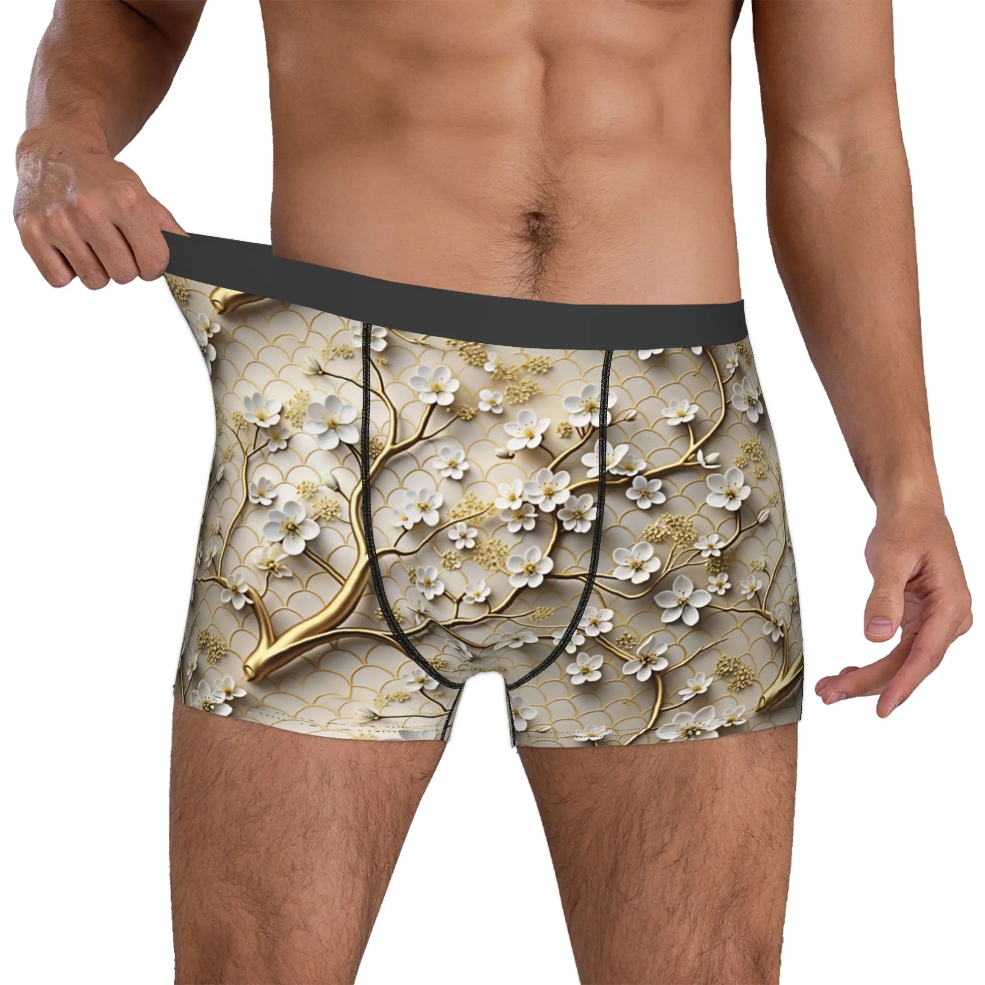 Fashion Trend 3D Flowers Boxer Shorts For Homme 3D Print Luxury High 3D Floral Underwear Panties Briefs Breathable Underpants