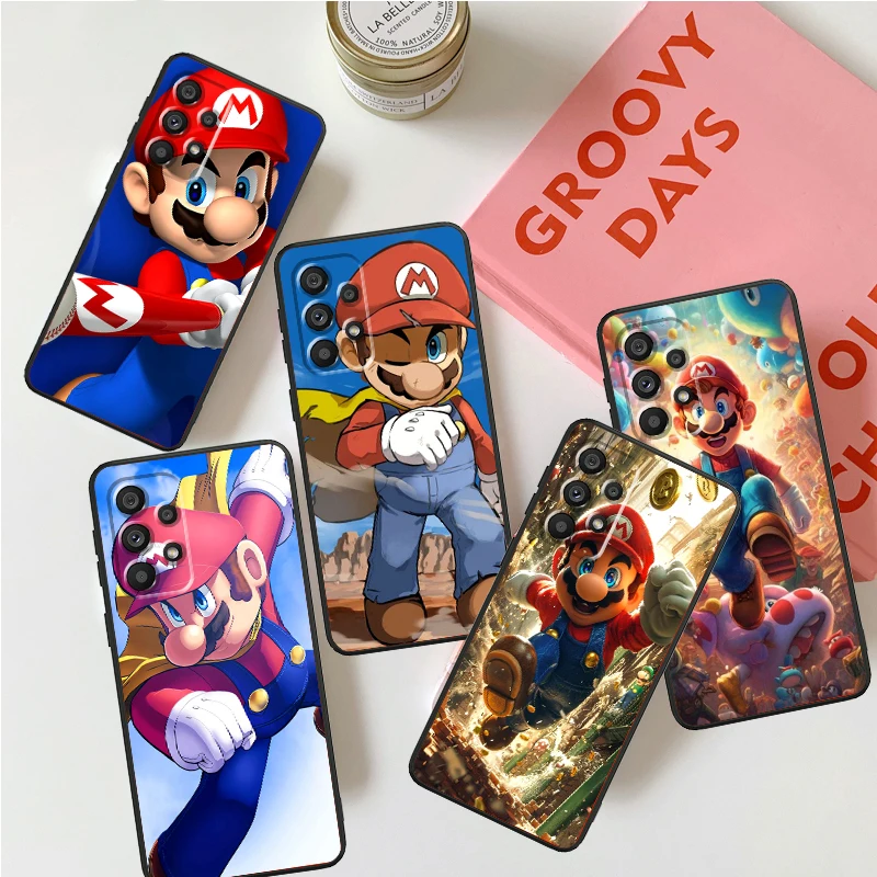 M-Marios Cartoon Magic Super For Samsung Note 20 10 Ultra Plus A31 A14 A12 A70 A34 A25 A04 A05 A15 A24 5G Black Funda