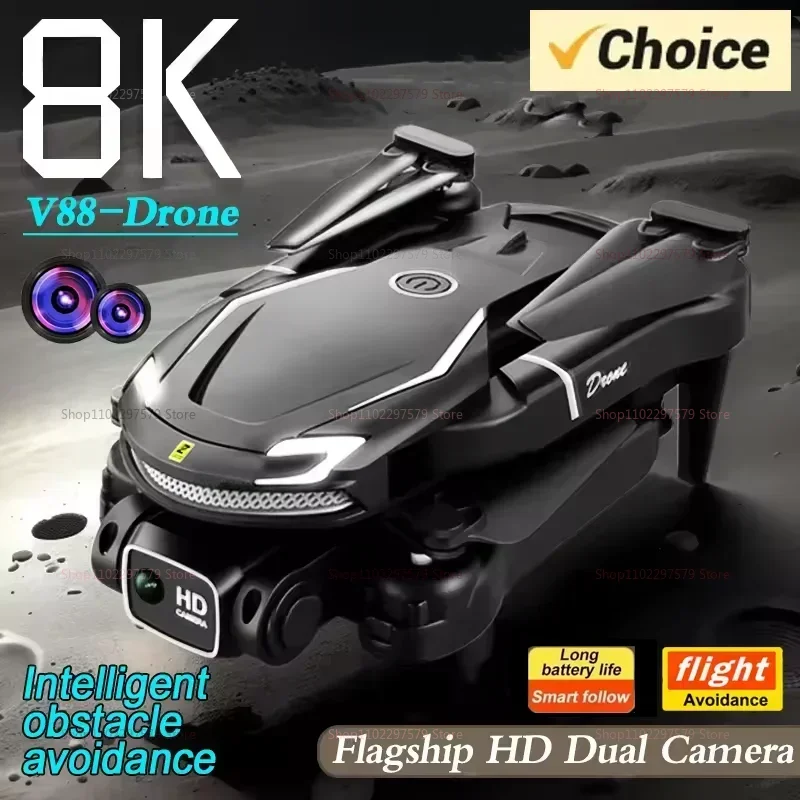 Nuevo Dron V88 RC con Cámara Gran Angular HD 8K, Quadcopter Plegable para Niños y Adultos, Juguetes de Dron, Control Remoto, Cámara Voladora, Regalos