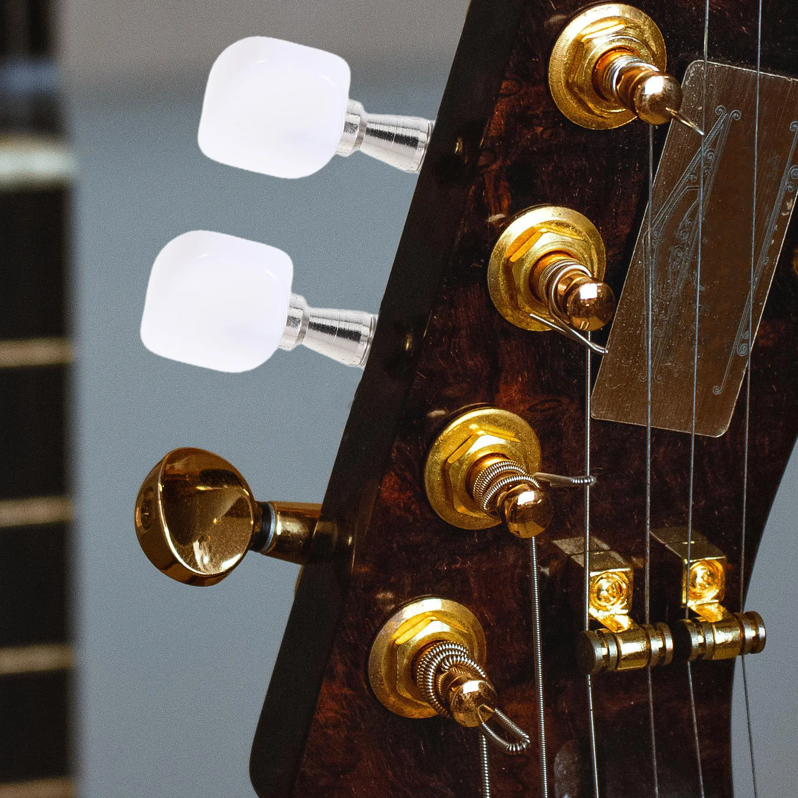 5 قطعة أوتاد ضبط البانجو مع 4 البطانات رأس شديد التحمل لقطع غيار ضبط سلسلة مستقرة Ha103 فضي