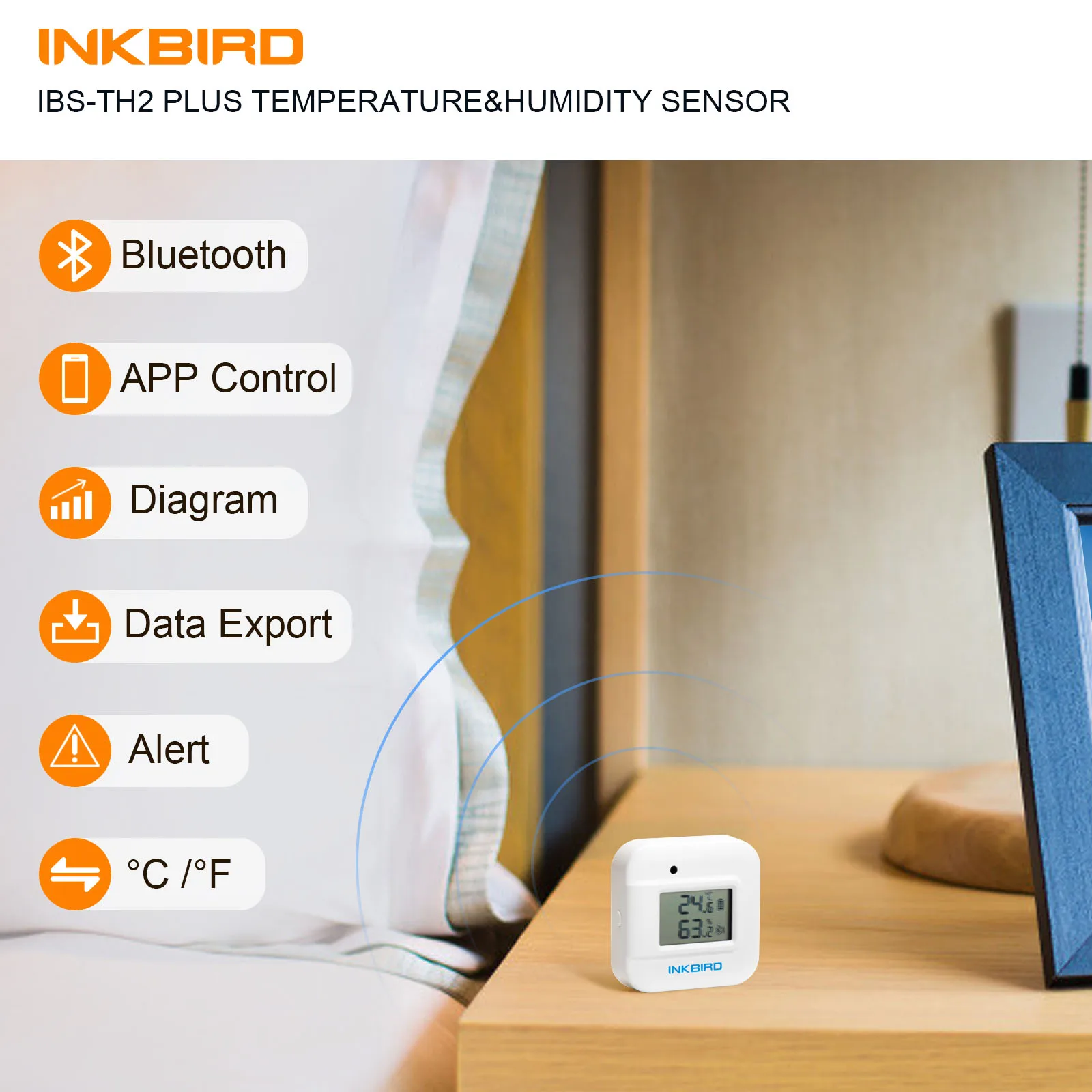 Sensore di temperatura e umidità Bluetooth INKBIRD con sonde di temperatura termometro e igrometro per interni per auto da cantina