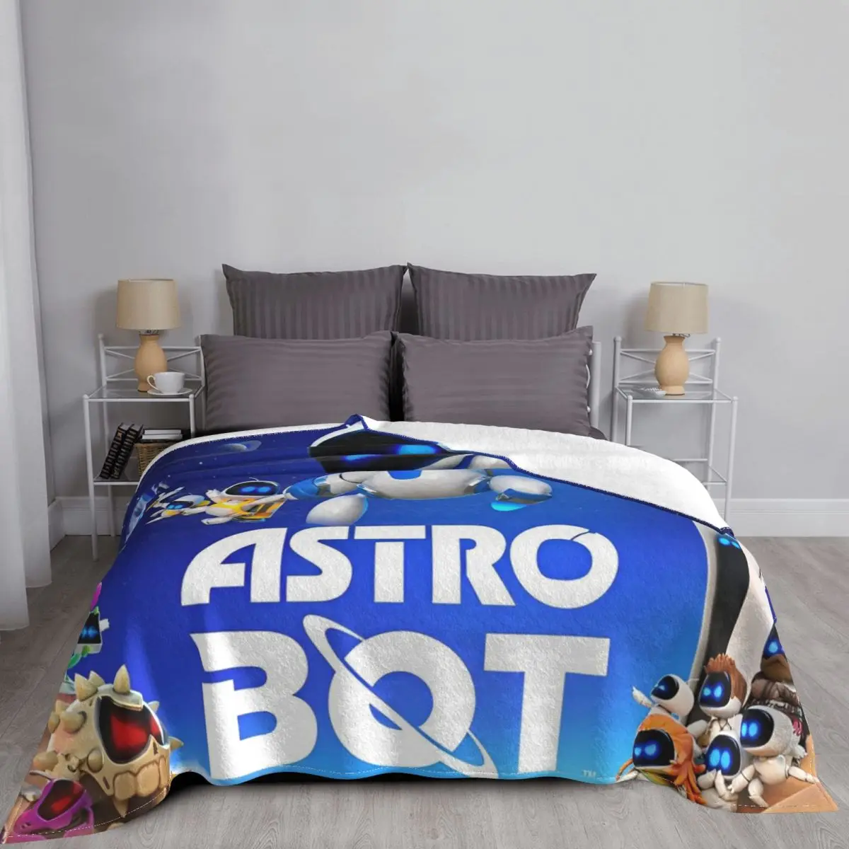 Astro Bot Coral Fleece Plush Throw Blankets Adorable Robots Video Game Blanket for Bed Outdoor Warm Bedding Throws