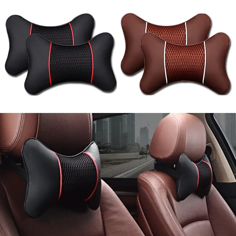 Almohada de cuero PU para el cuello del coche, accesorios para Mercedes Benz W201 Clase A GLA W176 CLK W209 W202 W220 W204 W203 W210 W124, 1 unidad