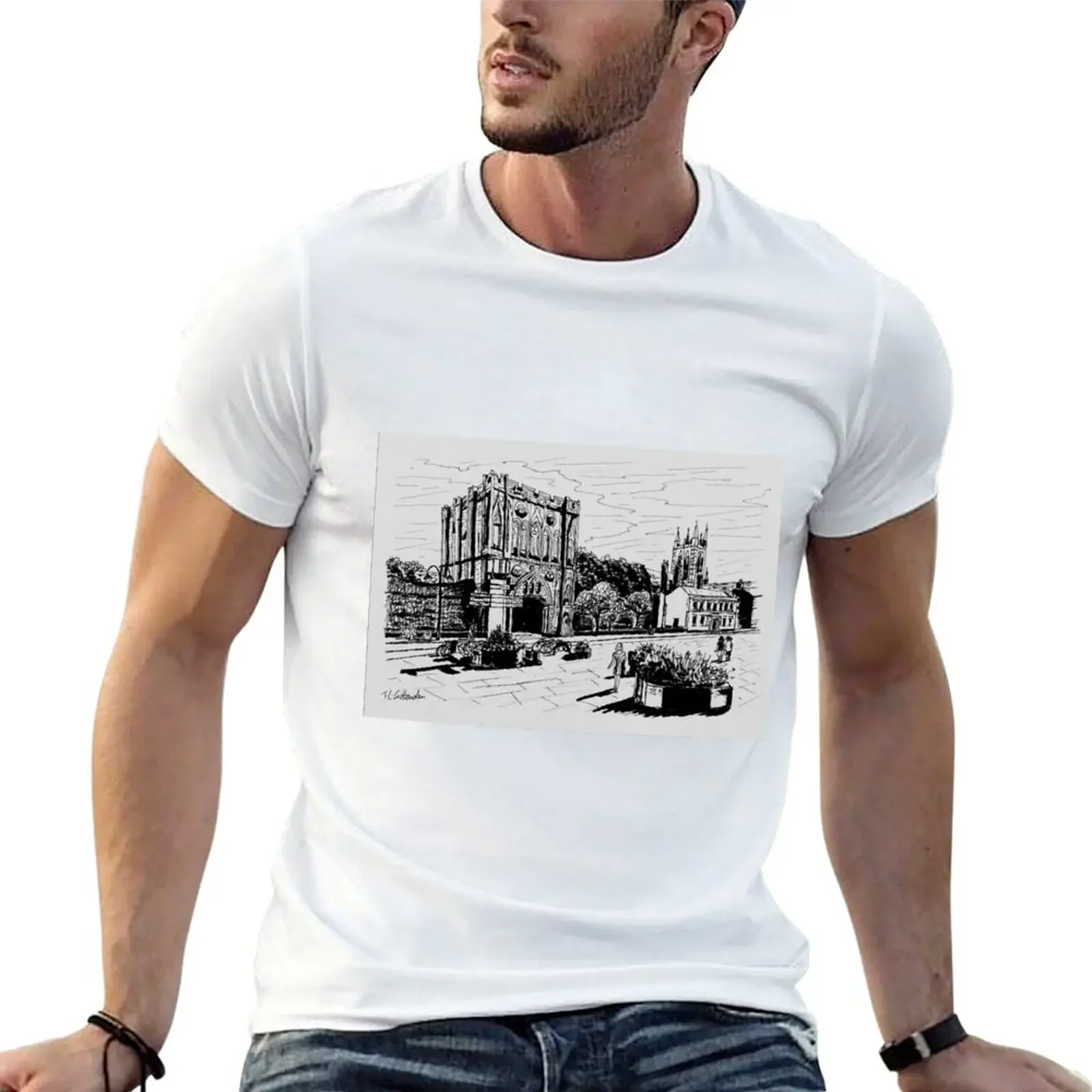 Bury St Edmunds Abbey Gate Ink Sketch T-Shirt essential t shirt customizeds graphic t shirts oversized mens shirts graphic tee