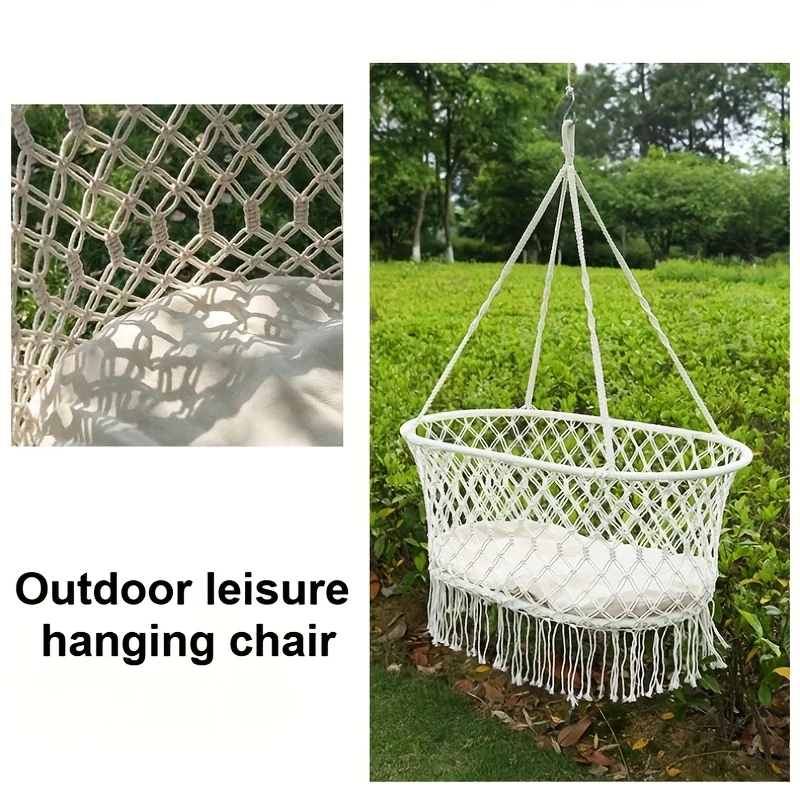 Macrame Baby Swing Chair Baby Swing Outdoor Indoor Infants & Toddler Hanging Rope Baby Gift Handmade Crochet Hammock Swing