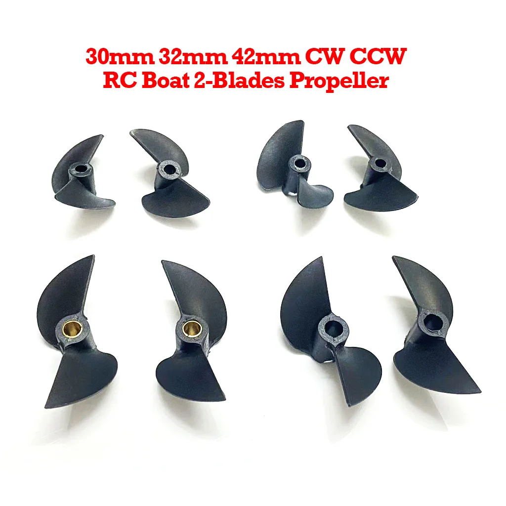 1Pair RC Boat 2-Blades Propeller CW CCW Nylon Propeller 30mm 32mm 42mm Diameter 3.17/4/4.8mm Hole Diameter Left Right Propeller