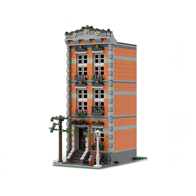 992 pezzi MOC Orange Townhouse A5 architettura elegante modello plug-in modello fai da te blocchi di costruzione giocattoli di compleanno regalo