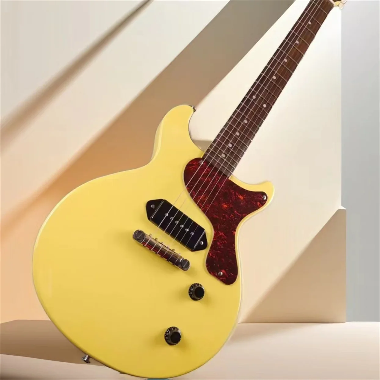 

Standard electric guitar yellow cream yellow bright cream white retro tuner available