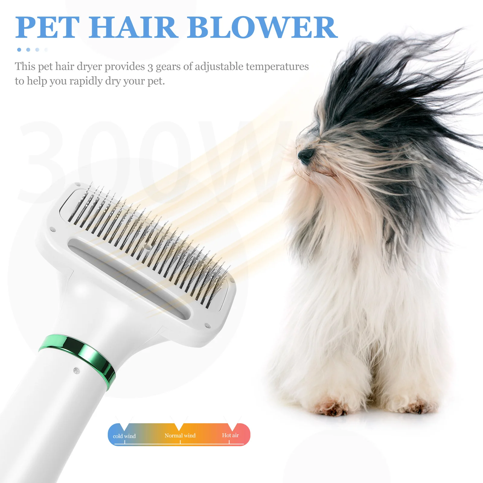 

Grooming Hair Dryer Comb 3 Speed Dog Cat Deshedding Dog Hair Blower Brush Adjustable Temperature Blower Us Plug