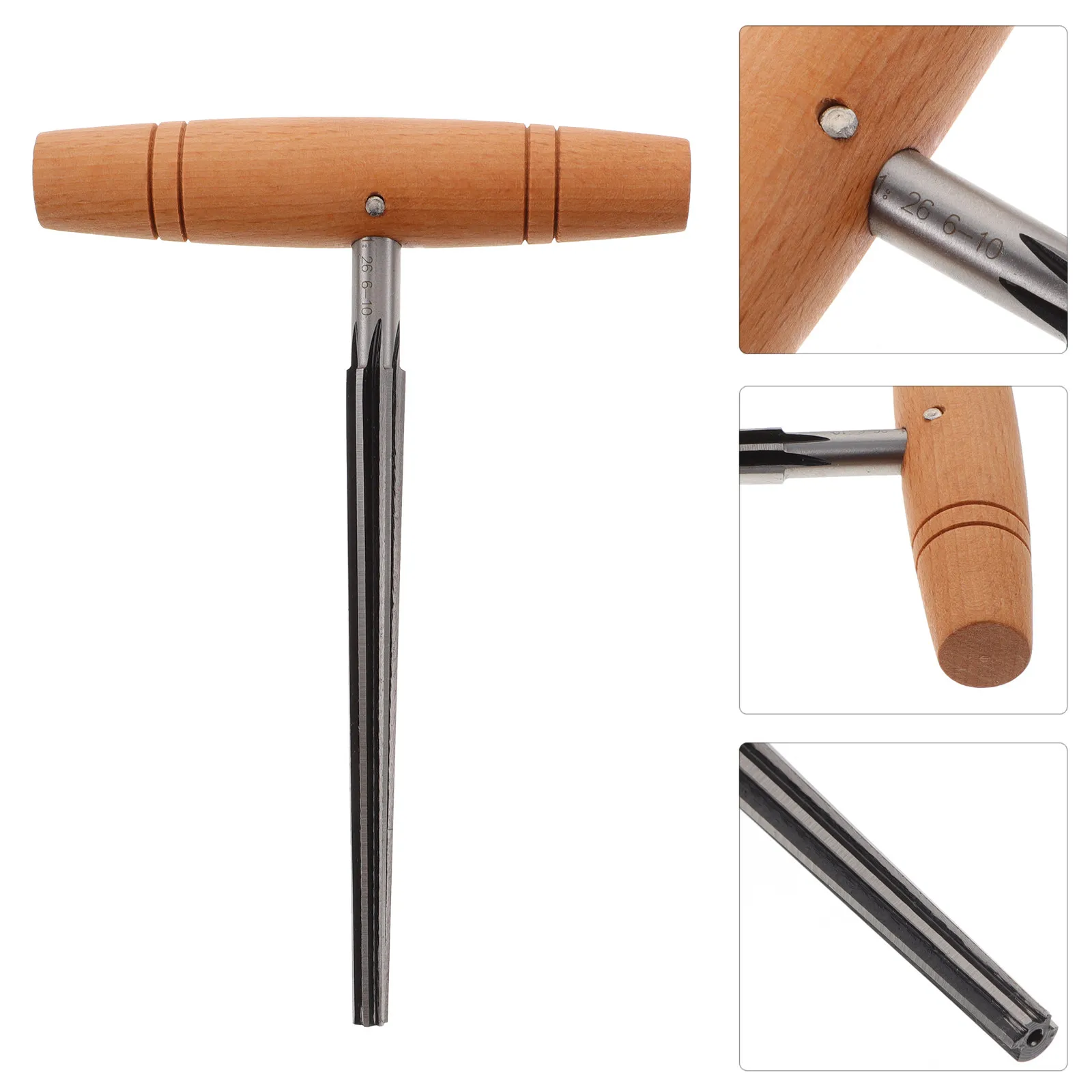Escariador de clavijas de acero de alta resistencia con mango de madera, herramienta eficiente para guitarra, violín, banjo, violonchelo, dulcimer, moldeador de clavijas, rebanador de clavijas, pin.