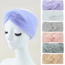 Wide Cross Plush Headbands para Mulheres, Monocromáticas, Suaves, Quentes, Nó, Hairbands, Inverno, Turbantes Aquecidos, Acessórios de Cabelo, Senhoras, Moda