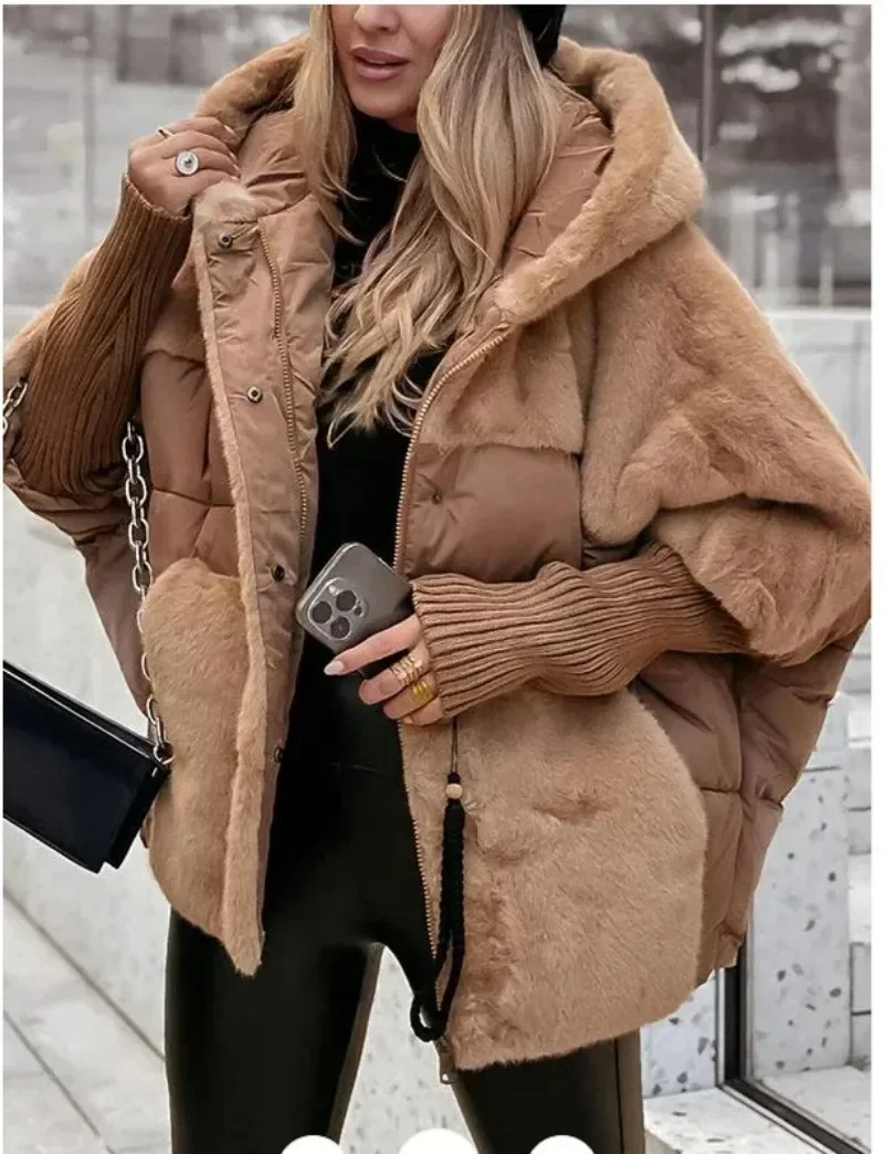 Novo 2025 inverno solto algodão com capuz roupas femininas curto versátil grosso casaco feminino outwear casaco