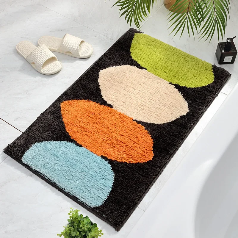 High Quality Bath Mat Simple Style Flocking Bathroom Non-slip Mat Bathroom Door Mat Microfiber Bathroom Carpet