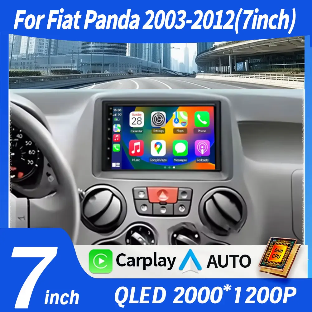

7" Car Radio Android15 For FIAT Panda 2003-2012 Stereo Multimedia Player Car-mounted navigation player Auto GPS 4GLTE 5G WIFI