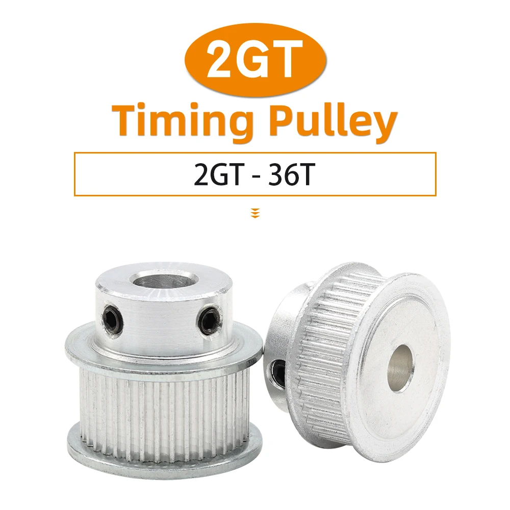 36 Teeth GT2 Timing Pulley Teeth Pitch 2 mm Bore 5-14 mm Aluminum Motor Pulley  Belt Width 6/10 mm 3D Printers Parts 2GT 36T