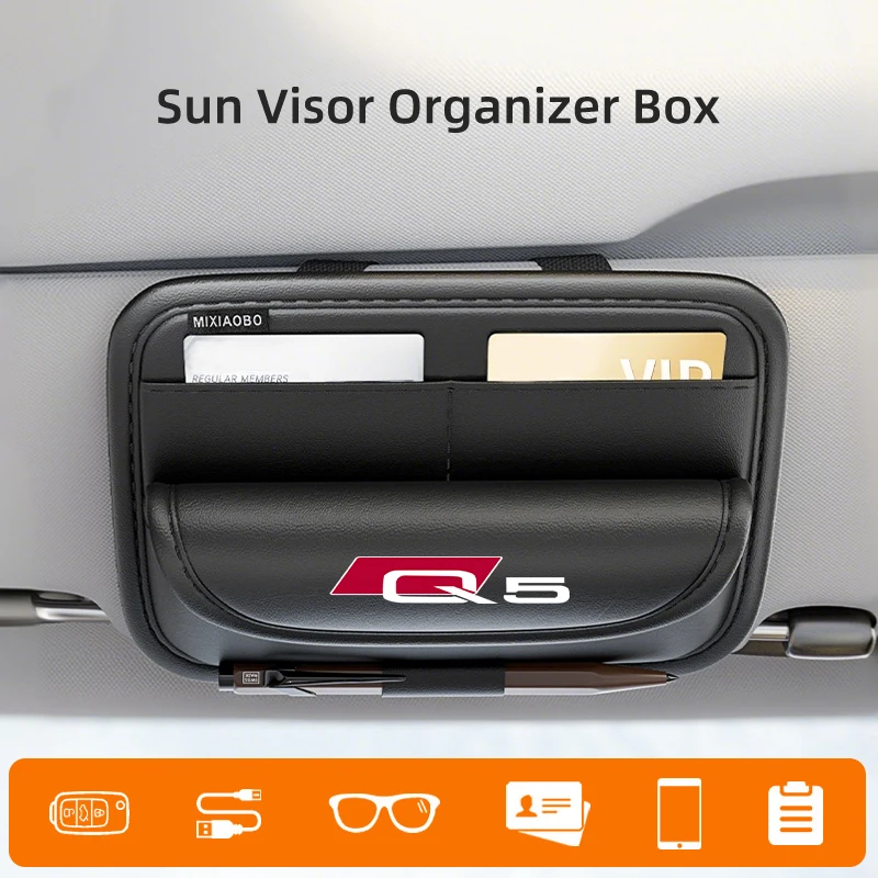 

Car Sun Visor Organizer Sunglasses Holder Sunshade Clip Visor Accessories For Audi Q5 Q3 Q7 A3 A4 A6 A5 A1 A8 Q8 Q2 A7 Quattro T