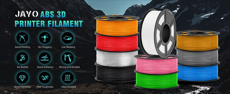 JAYO ABS-Filament, 5 Rollen ABS-3D-Filament, 1,75 mm, 1 kg, 3D-Drucker-Filament für FDM-3D-Drucker und 3D-Stift, sehr widerstandsfähig, langlebig – Detail 1