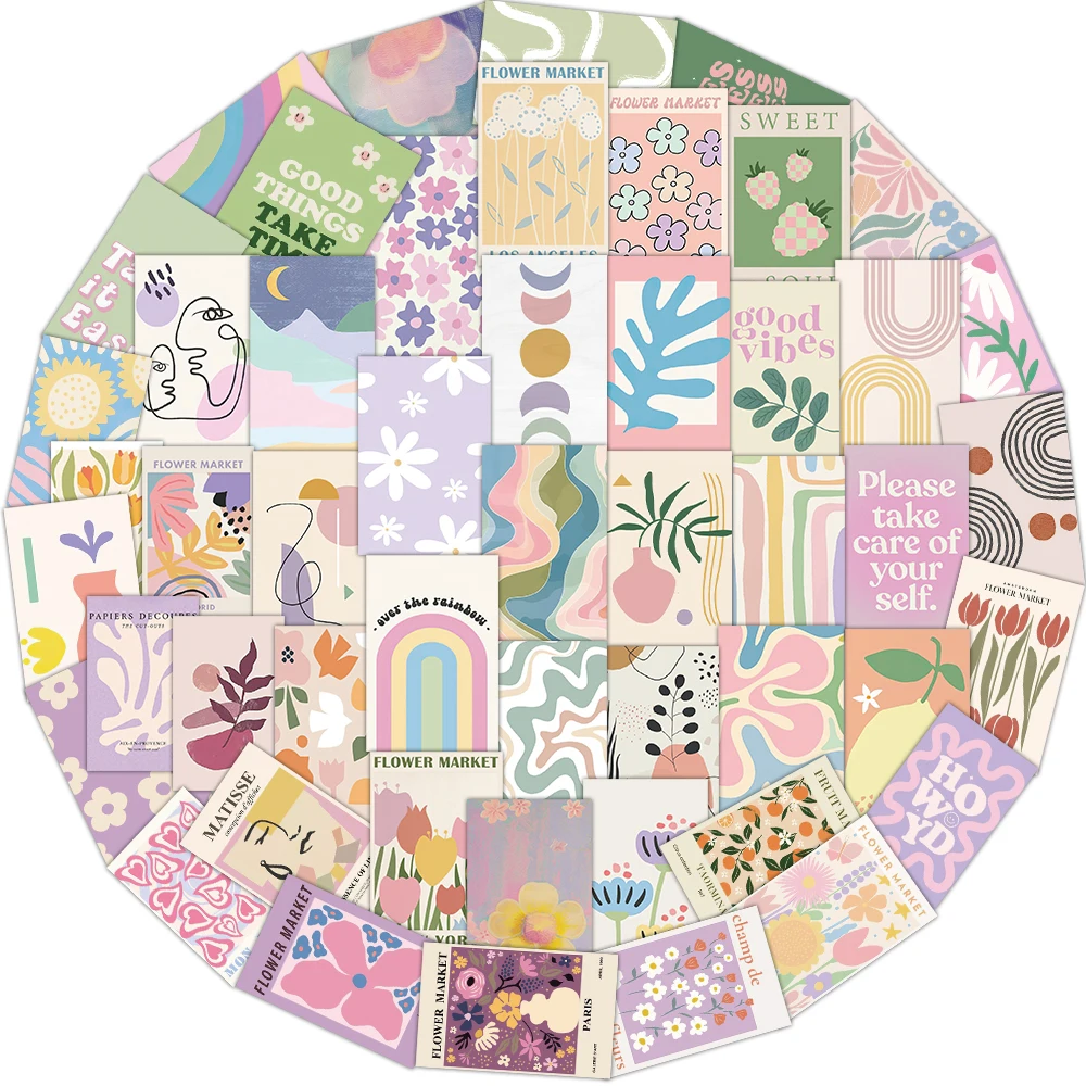 50PCS schöne dänische rosa Kunst kreative Graffiti Aufkleber Scrapbook Collage Materialien Telefon Gitarre Notebook dekorative Aufkleber
