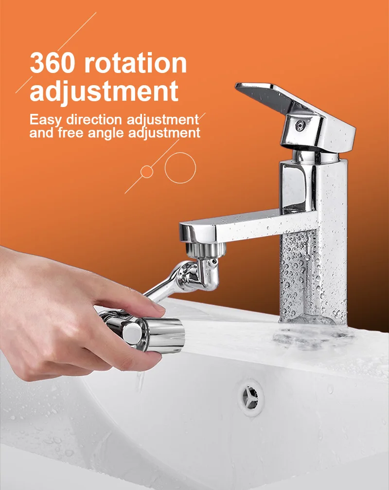Metall 1080° ° Rotierenden Metall Wasserhahn Sprayer Küche Wasser Sparen Düse Wasserhahn Bad Wasserhahn Verlängern Adapter 22/24mm Bubbler – Detail 2
