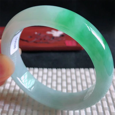 zheru jewelry natural Burmese jadeite 54mm-64mm light green two-color bracelet elegant princess jewelry best gift