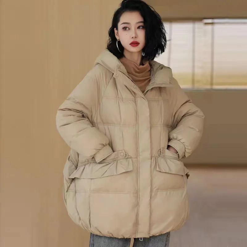 

Women's Down Jacket Hooded Loose Jacket 2024 Autumn Winter Korean Fashion Warm Casual Coats Down Fill Parkas Abrigo Mujer