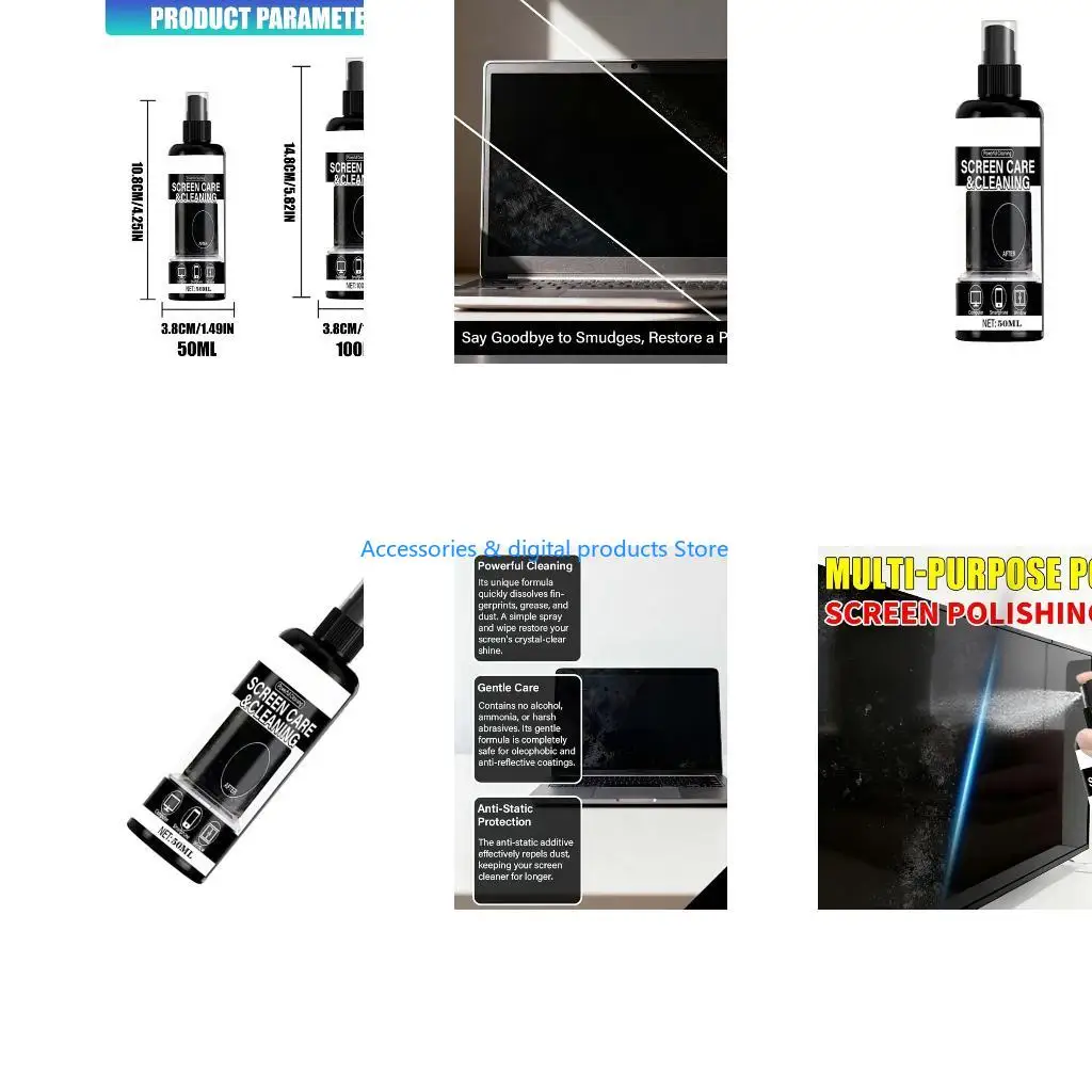 77JD 1Piece Screen Cleaner Liquid 50/100ml For Monitor Laptop Safe Dust Removal For Clear Viewing