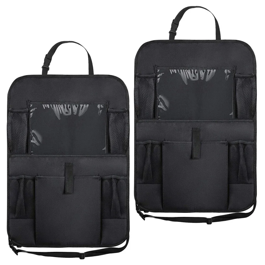 

2Pcs Waterproof Car Seat Hanging Pouch Multifunctional Organizer with Multiple Pockets for Tidy Auto Interior Black