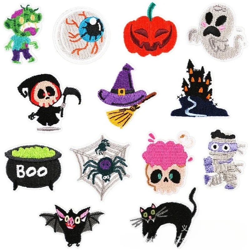 Horror Castle Embroidery Cloth Sticker Soul Bringer Patch Sticker Ghost Cat Computer Embroidery Label Zombie Chapter Boy