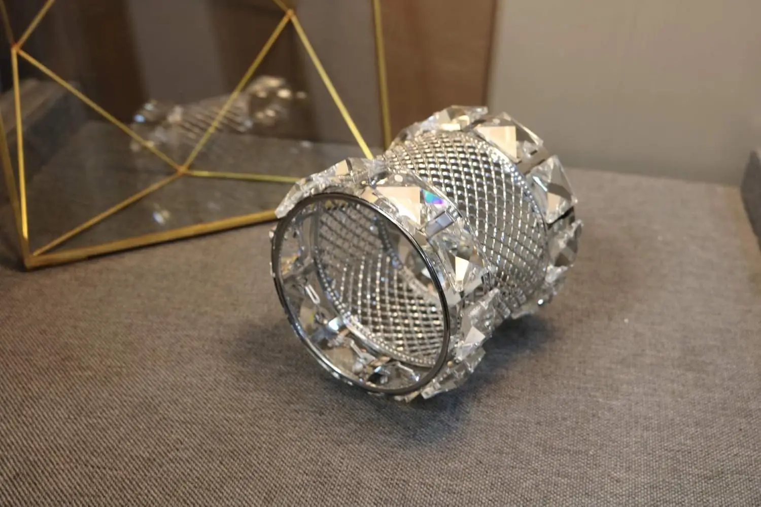 Silver Makeup Brush Holder Organizer,Handcrafted Vintage Cosmetics Brushes Eyebrow Pencil Pen Cup Collection, Crystal Flower Va