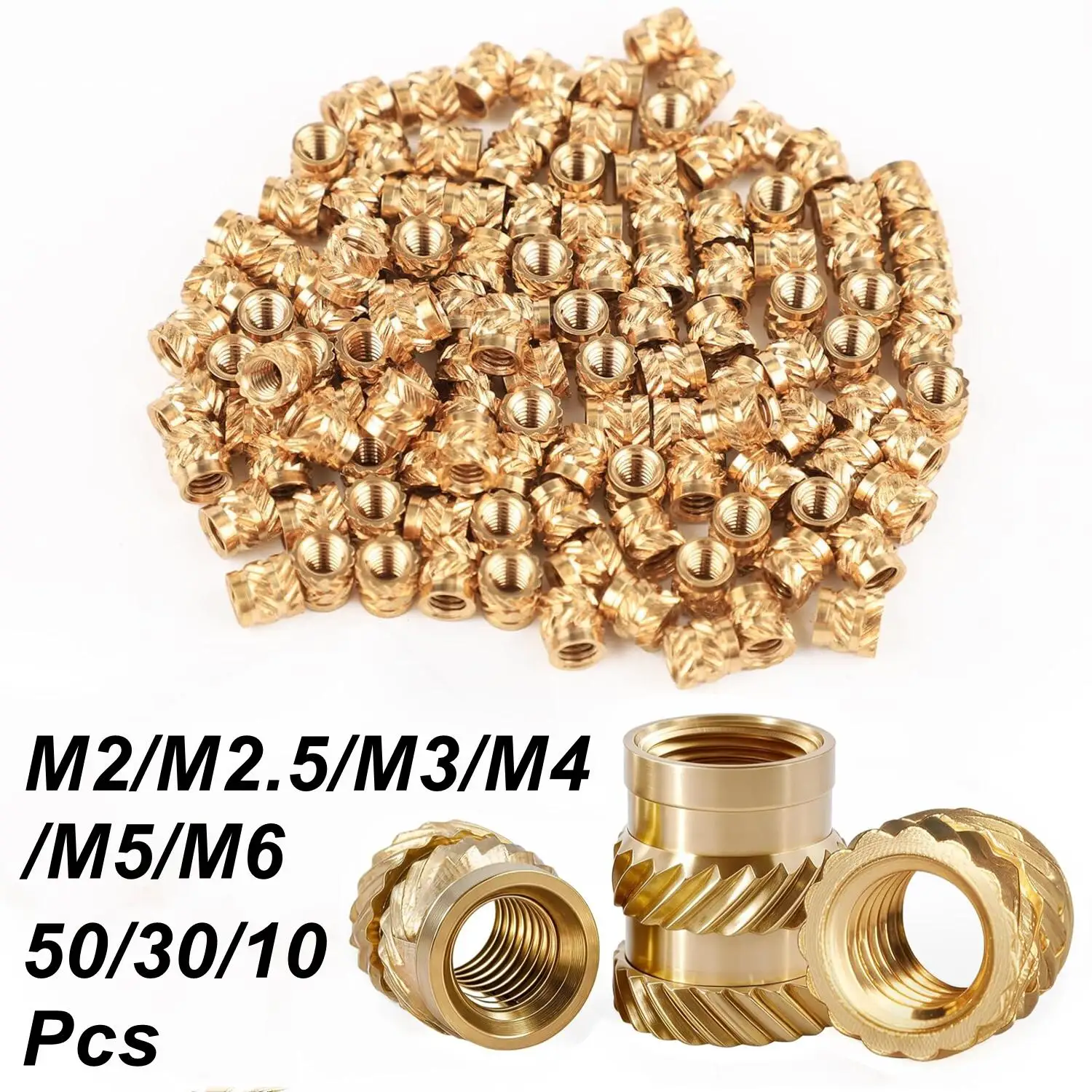 Brass Hot Melt Insert Knurled Nut M2 M2.5 M3 M4 M5 M6 Thread Heat Molding Double Twill Injection Embedment Nut For 3D Printer