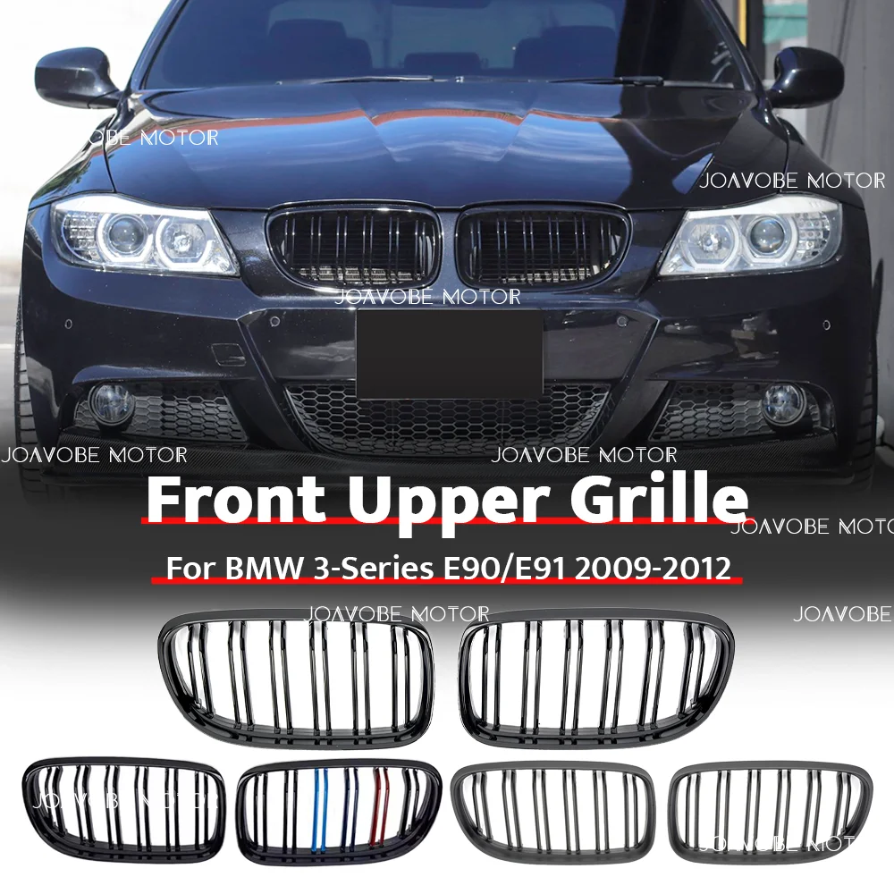 

Glossy Black Glossy M-Color Matte Black Double Line Style Front Bumper Grille For BMW 3-Series E90 E91 2009-2012
