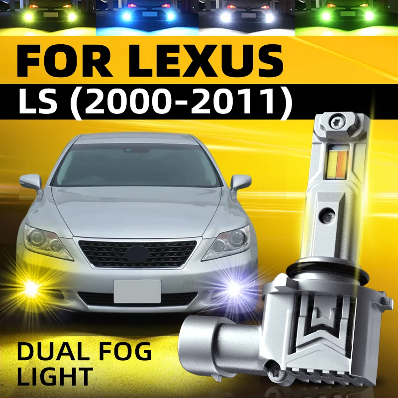 2×Car LED Front Fog Lights Bulbs Dual Colors Switchback Canbus Error Free For Lexus LS430 LS460 LS600h 2001 2002-2009 2010 2011