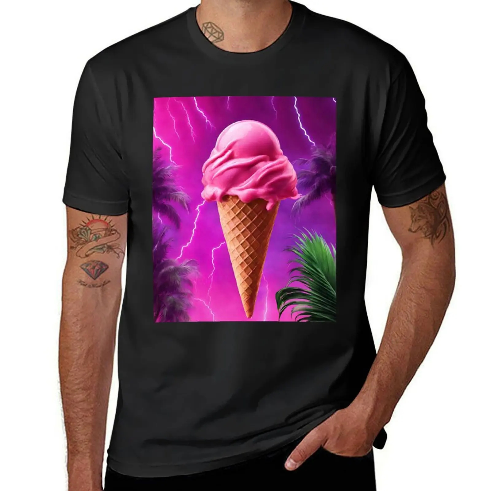 Ice cream cone, palms, summer aesthetic, girly pattern T-Shirt quick-drying boys whites vintage mens graphic t-shirts funny