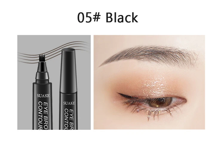 4 Point Eyebrow Pencil Black Brown Waterproof Microblading Liquid Eyebrow Pen Makeup Long Lasting Cosmetic 4 Points Eye Brow Pen
