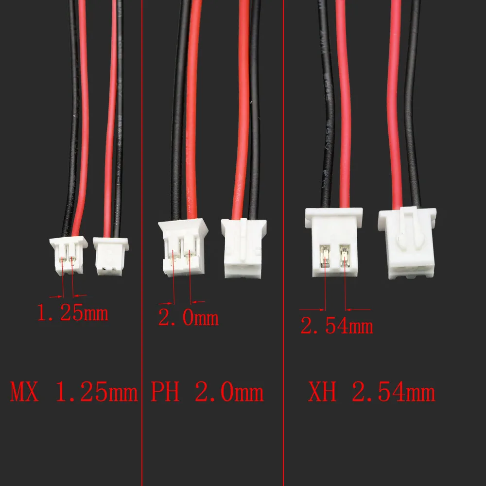 5 Sets 10CM/20CM JST XH2.54 PH2.0 1.25mm 2-Pin Steckverbinder, Stecker, Kabel, männliche und weibliche Steckverbinder, Klemmen – Detail 2