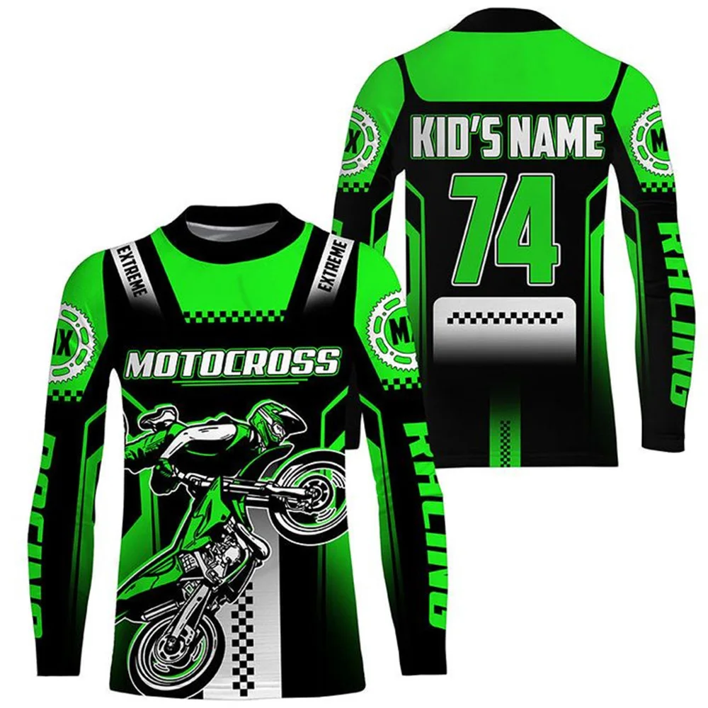 Personalized Green Off-road Motorcycle Sports Shirt UPF30 Extreme MX Shirt Long Sleeved Casual Quick Drying Breathable Top