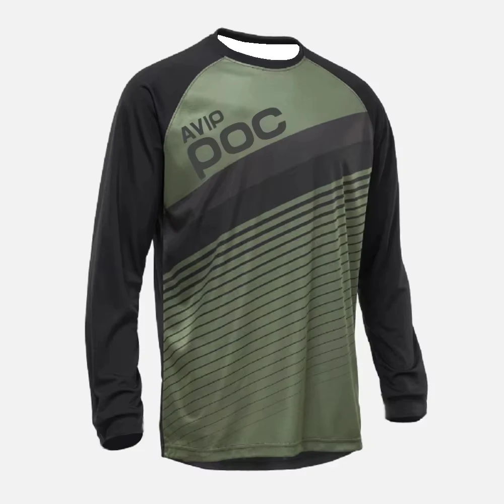 Mens MTB Dirt Bike Long Sleeve Jersey Quick Dry Breathable Color Block Stripe Graphic Downhill Off Road Motocross Cycling Shirts - view 4