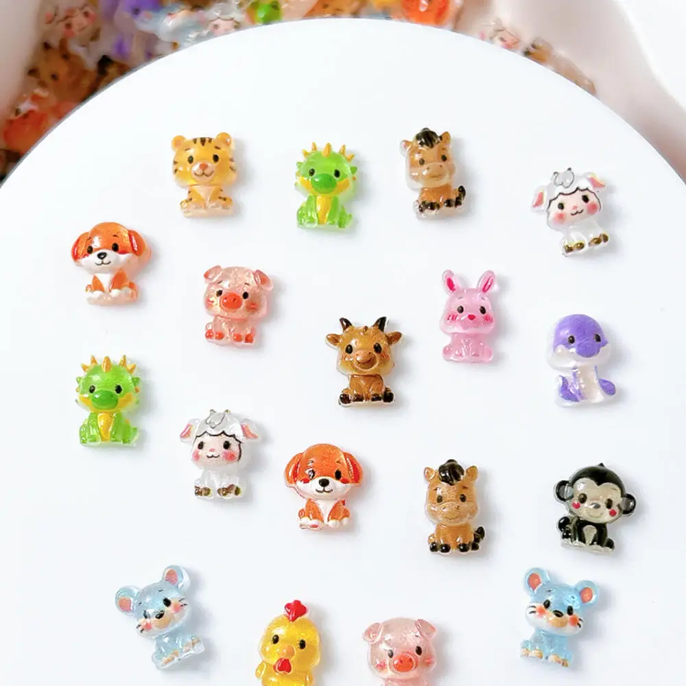 50 Stück 3D Kreative Simulierte Bunte Tierserie Nagelkunst-Dekorationen Cartoon Niedliche Tiger Schwein Maus Schaf Nagel-Charms DIY – Detail 4