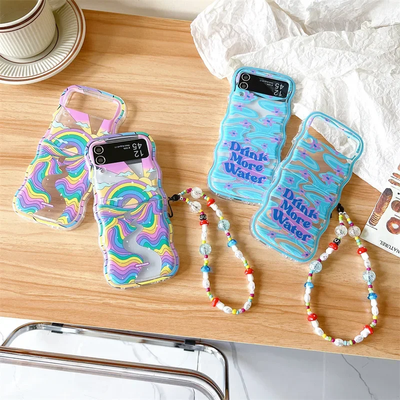 

Rainbow Wave Phone Case for Samsung Galaxy Z Flip 6 5 4 3 Protective Back Cover for ZFlip4 ZFlip5 ZFlip6 Case Shell