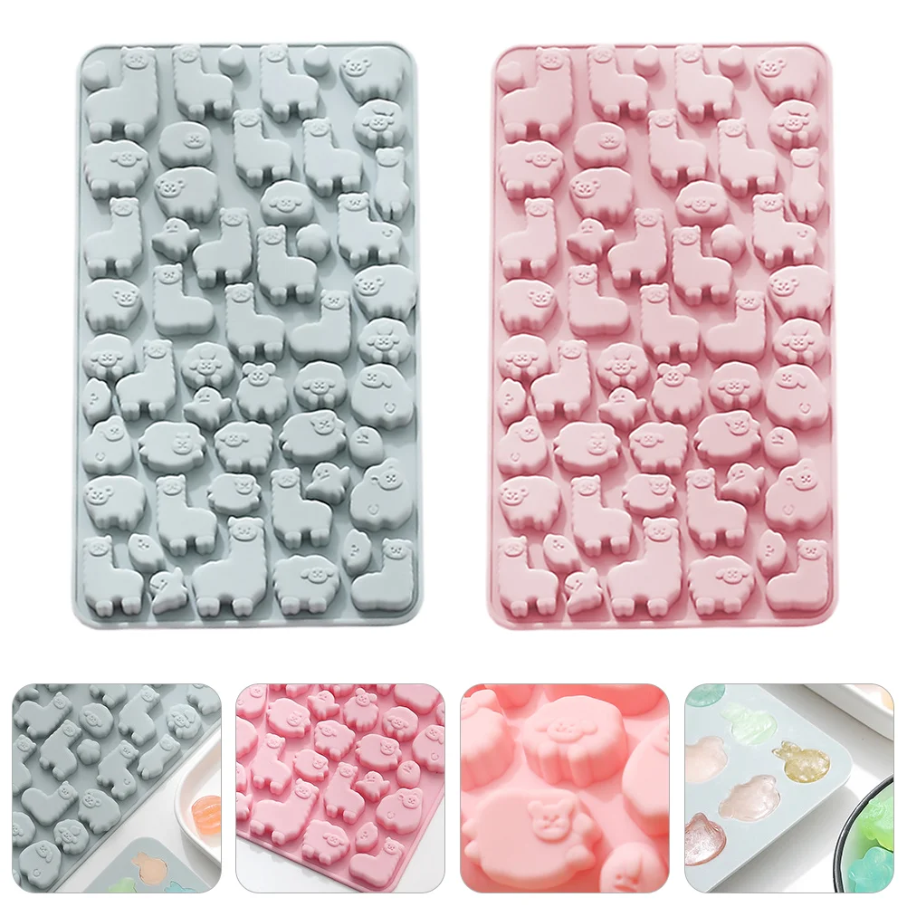 2 Pcs Animal Chocolate Silicone Mold Alpaca Candy Silica Gel Cookie Alpaca-Shape