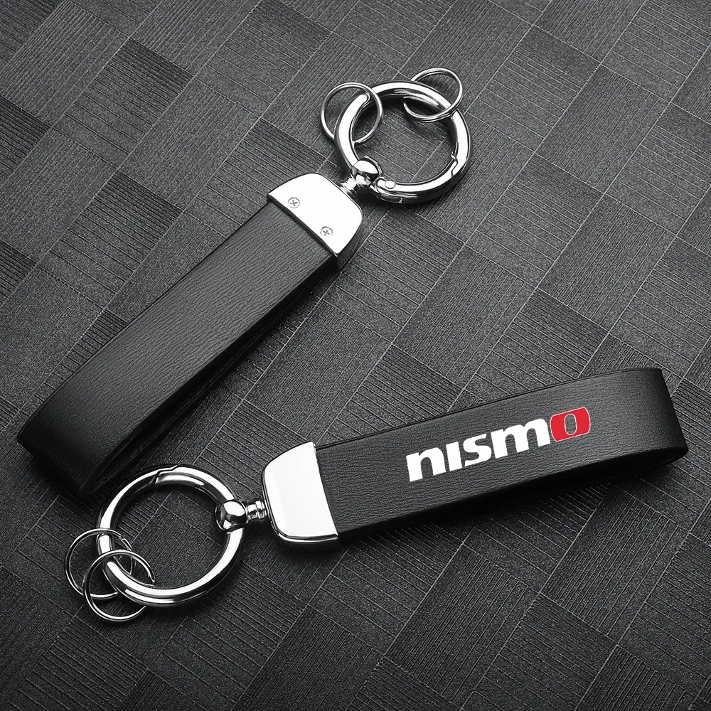 1pc Leather Car Styling Key Chain Keychain Metal Ring Decoration Gift For Nissan Nismo Tiida Teana GTR 350Z 370Z 240SX Juke Note