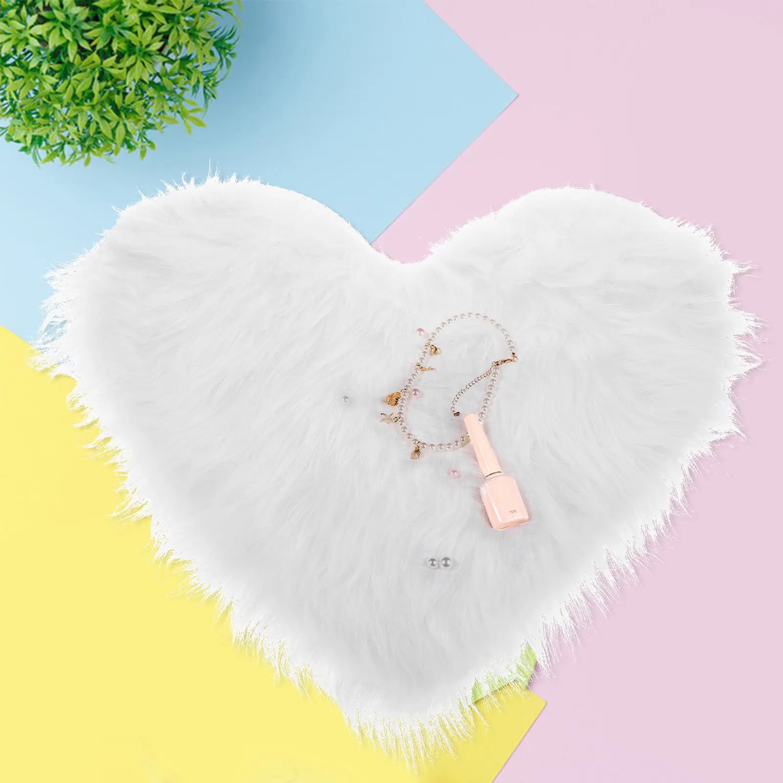Long Heart Shaped Soft Manicure Display Mat Photo Prop Background Jewelry Display Cushion Nail Art Photography Pad