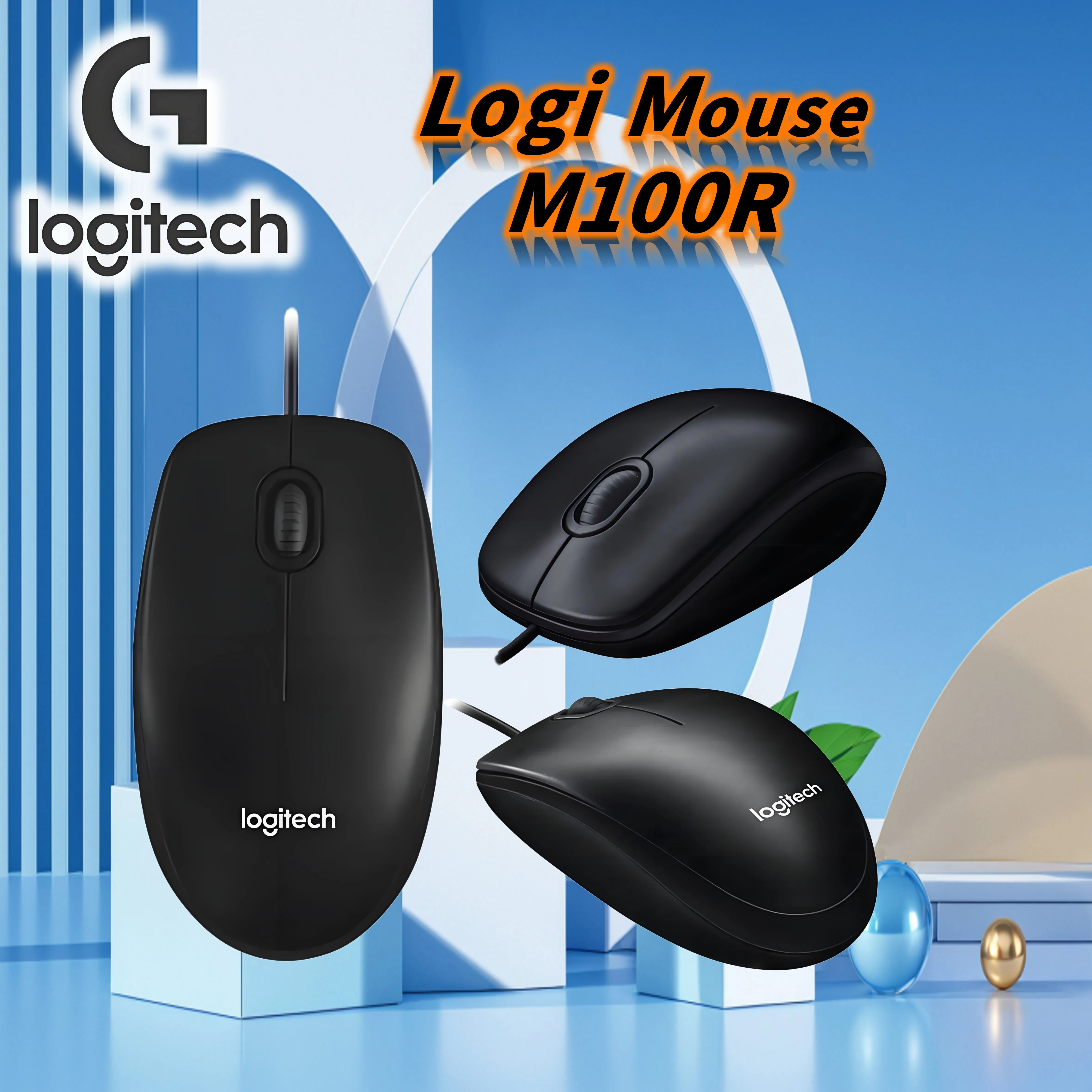 لوجيتك M100R ماوس سلكي M-Series ماوس أسود لأجهزة الكمبيوتر المحمول والكمبيوتر المكتبي والمكتب المنزلي العالمي M100R أيضًا للألعاب