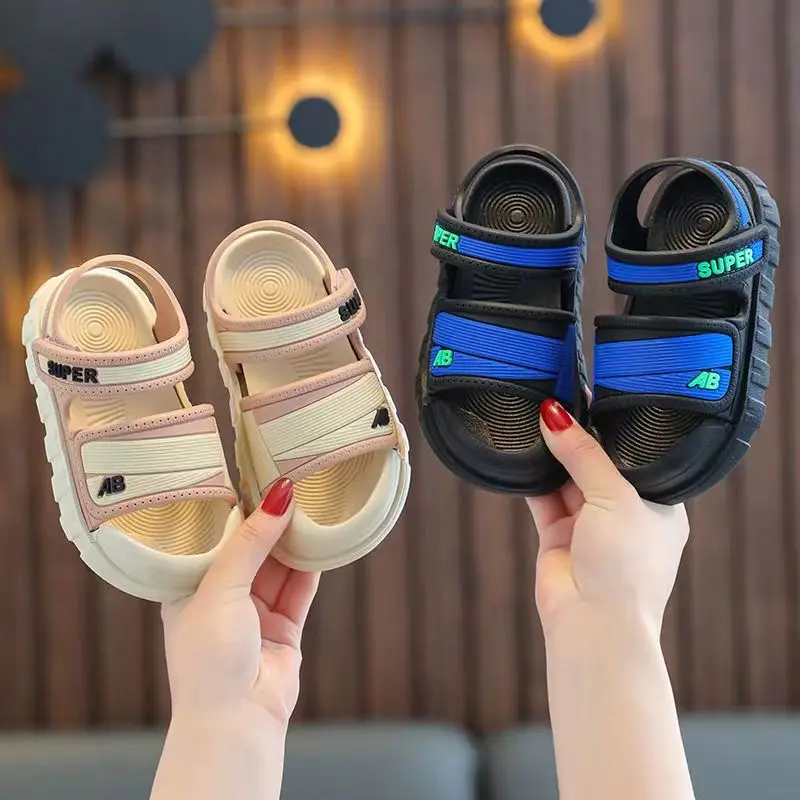 Youth Fisherman Sandals for Summer Fun - Trendy Stripes, Non-Slip PVC Sole, Comfy Ankle-Strap Design