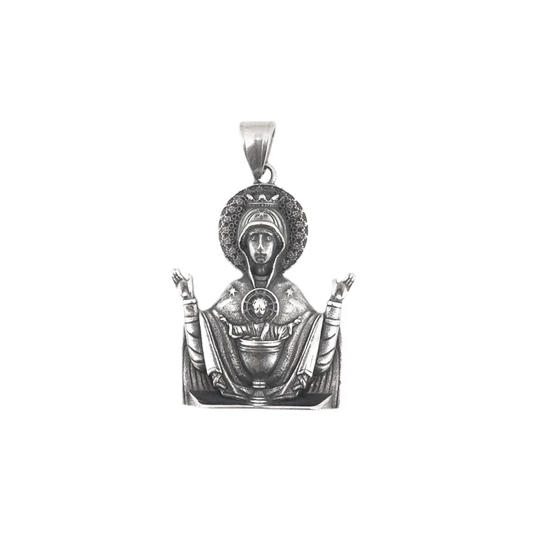 

European and American Fashion Retro Personality Religious Stainless Steel Necklace Virgin Mary Male Pendant