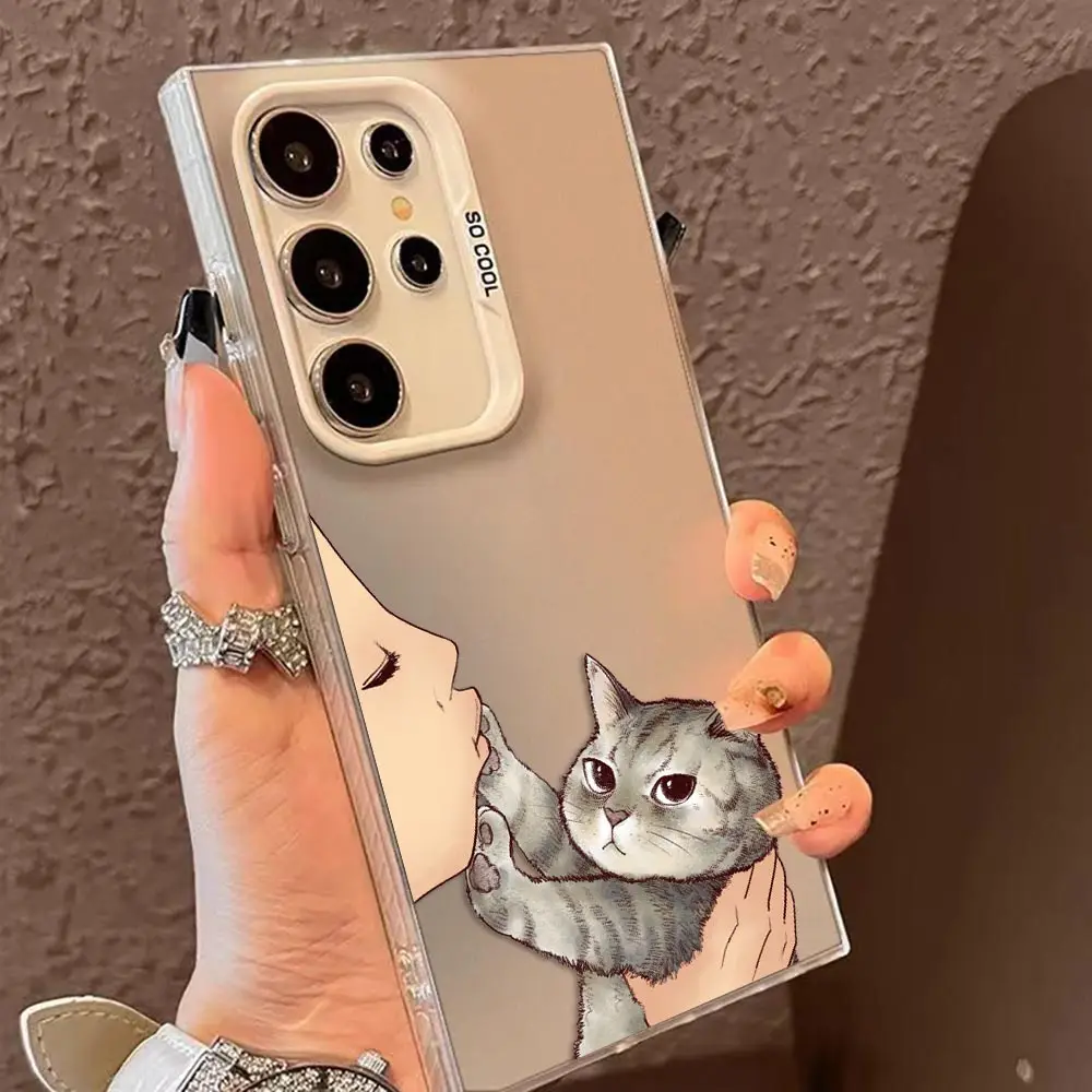 Lovely Cat Kiss Refuse Kiss Phone Case For Samsung A73 A72 A71 A57 A56 A55 A53 A52 A51 A37 A36 A35 A33 A32 A27 A26 A23 A22 Case