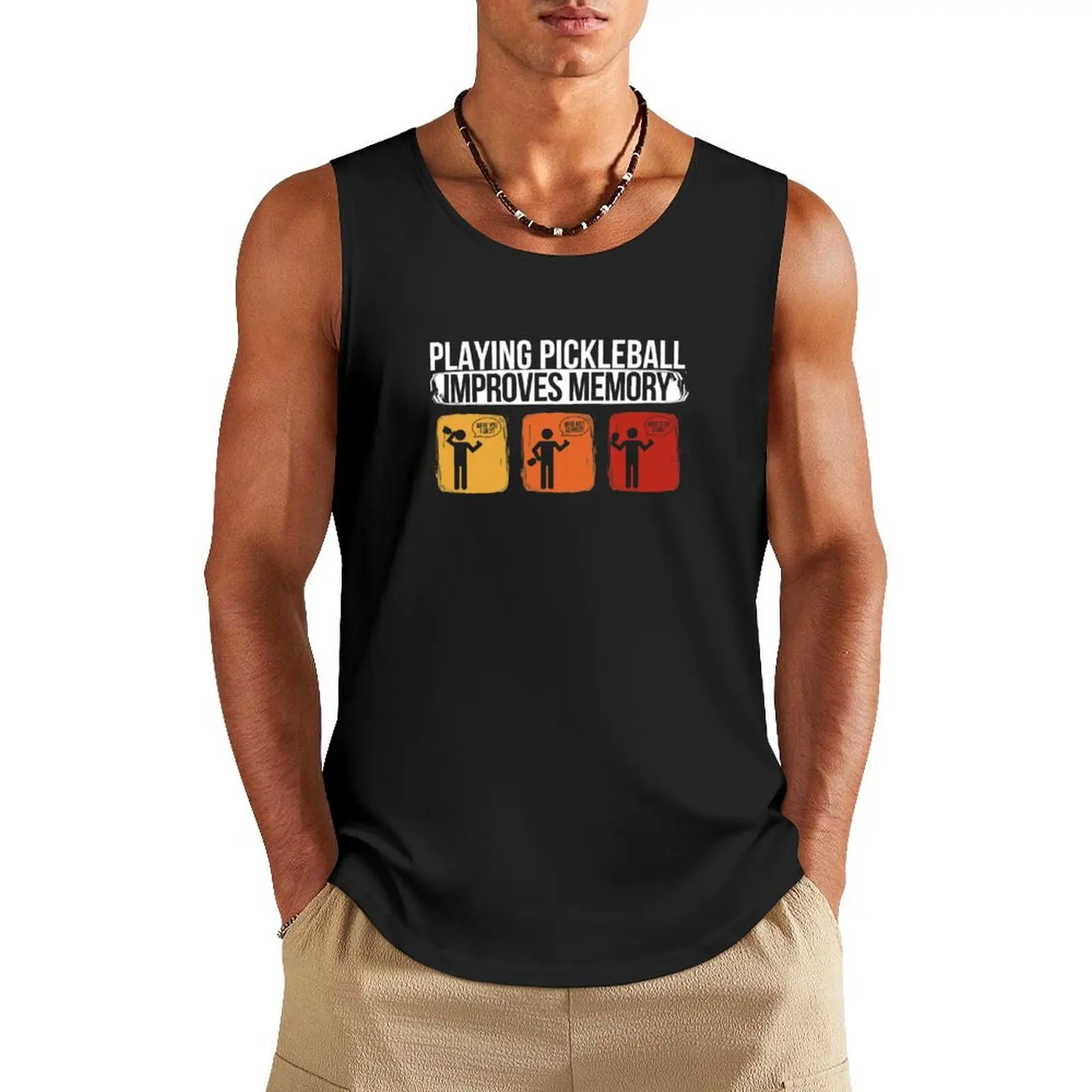 

Игра в Pickleball улучшает память, модные мужские топы Pickleball Tank Top 2025 года.