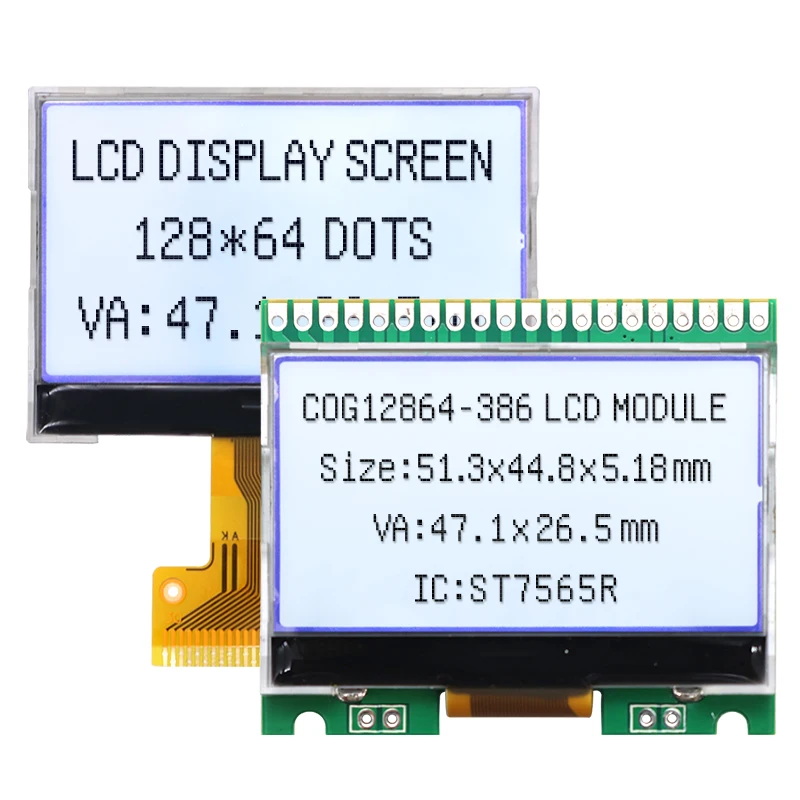 

12864-386COG white background black text st7565r LCD screen soldering LCD display module 3.3V parallel port serial port
