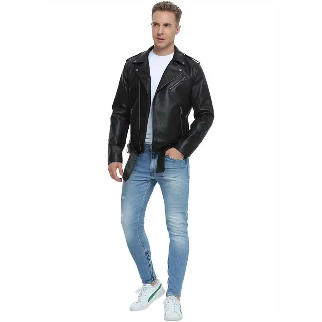 New foreign trade hot item European size motorcycle men\'s leather jacket Spring and Autumn men\'s coat leather jacket