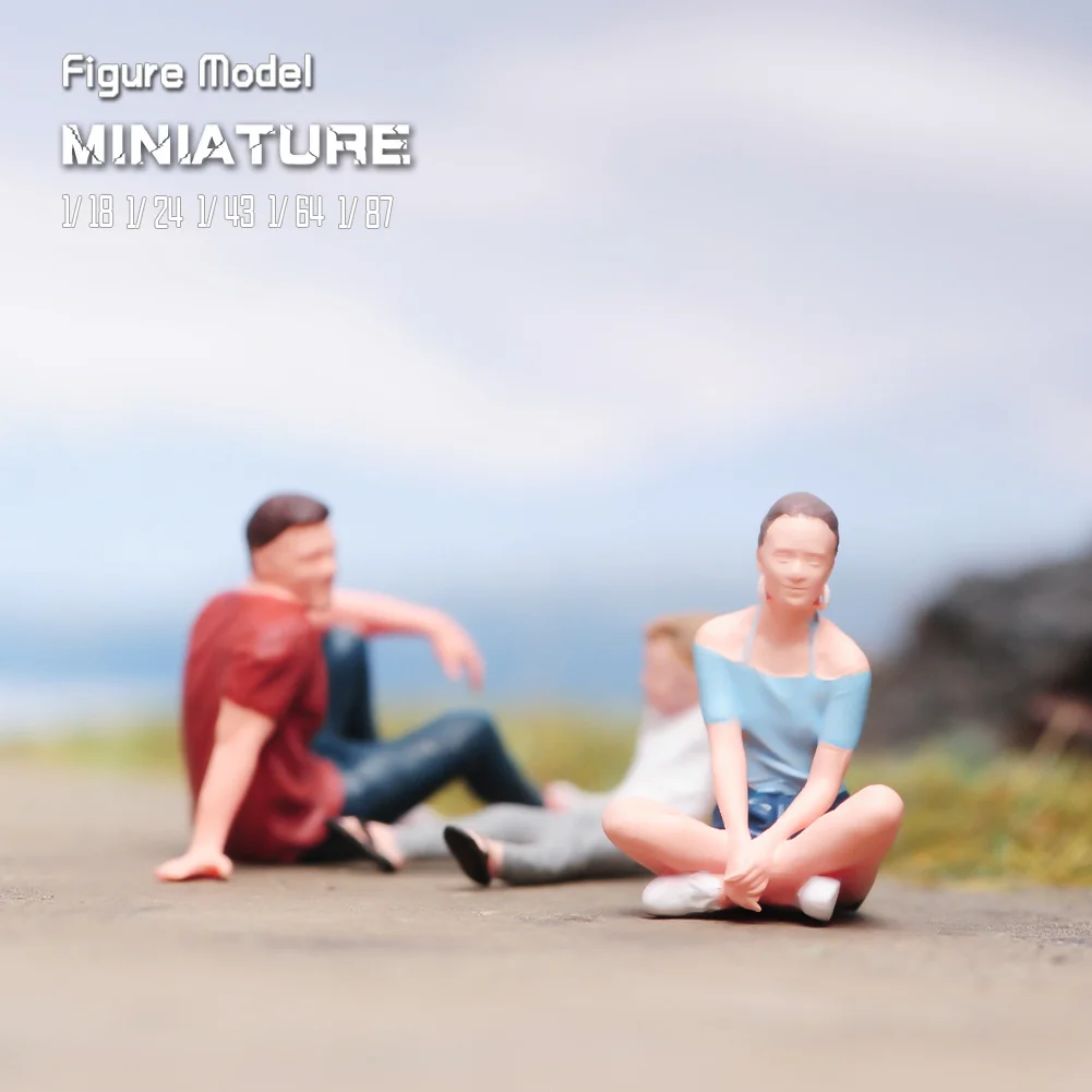 Figuras en miniatura 1/87 1/64 1/43 1/24 1/18 una familia de tres personas en una salida modelo pintado escena creativa muñecas Juguetes